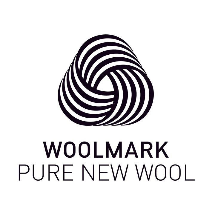 Woolmark Pure New Wool logo displayed on Merino Protect products, guaranteeing certified, high-quality wool sourced from ethical farms.
