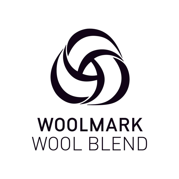 Woolmark Wool Blend logo displayed on Merino Protect apparel, indicating certified wool blend fabrics that meet trusted quality standards.