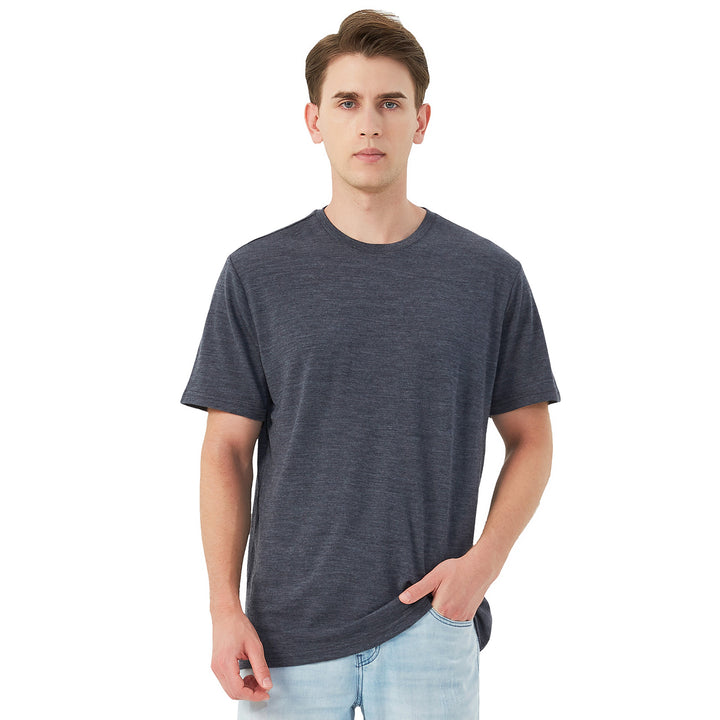 T-Shirt für Herren, 100 % Merinowolle, Dunkelgrau – MT01 