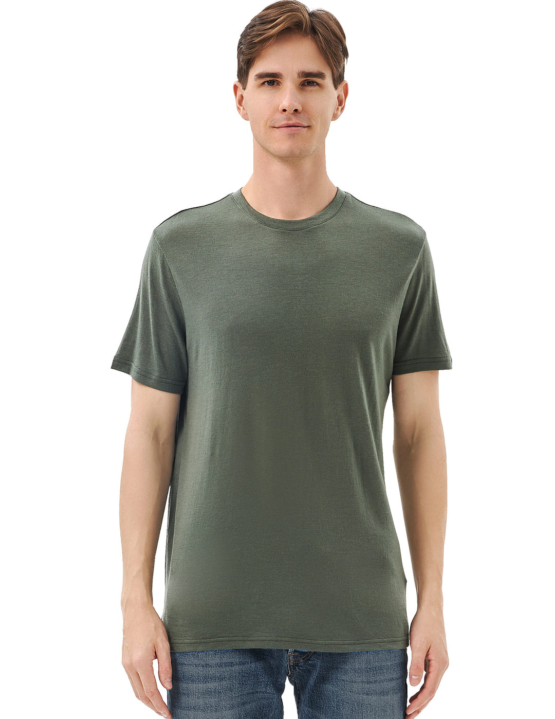 Men's 100% Merino Wool T-Shirt Olive Green - MT27