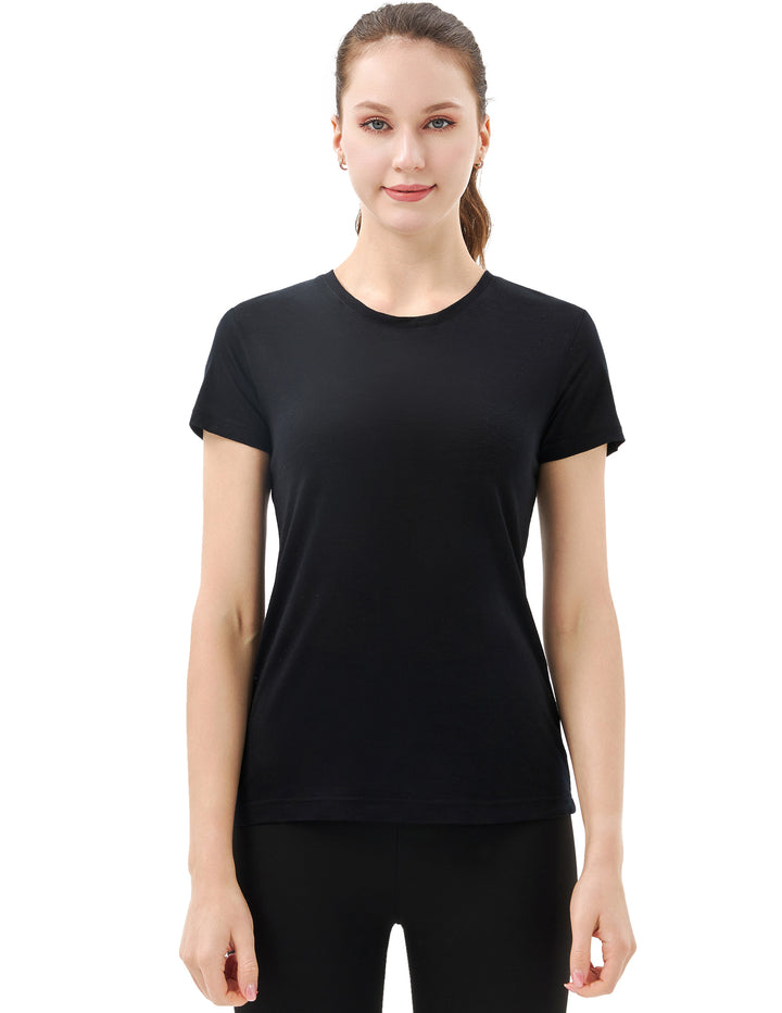 Women’s 100% Merino Wool T-Shirt Black -MT28