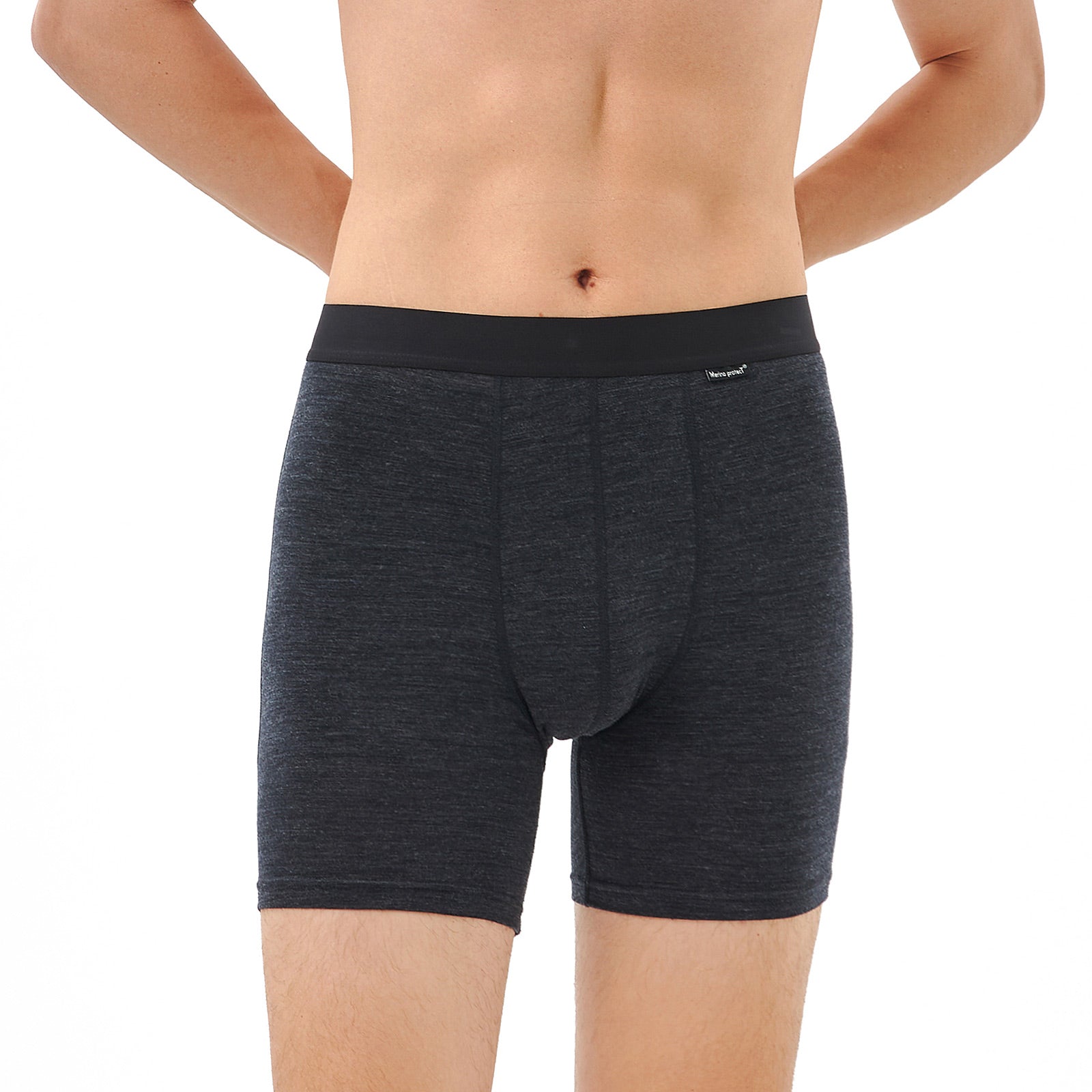 Calzoncillos tipo boxer 100 lana merino para hombre Black Heather MT15