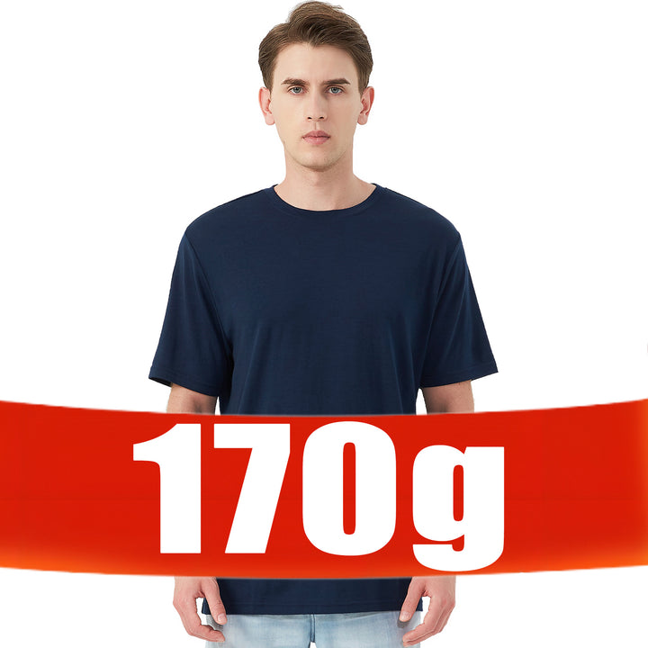 T-Shirt für Herren, 100 % Merinowolle, Marineblau – MT01