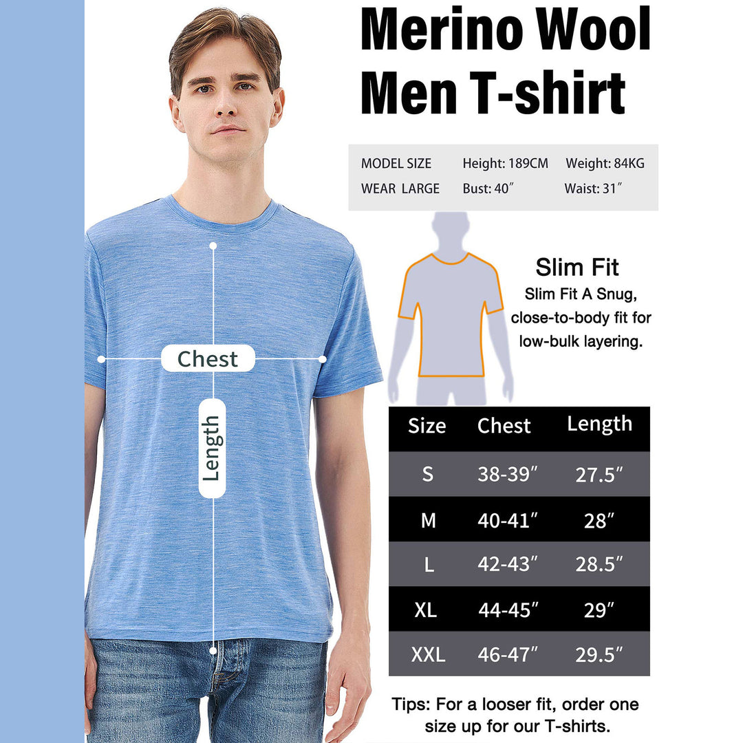Camiseta de Hombre 100% Lana Merino Blue Bell - MT27 