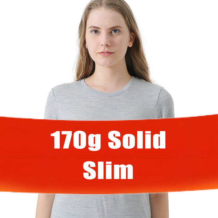 T-Shirt für Damen, 100 % Merinowolle, Hellgrau – MT02