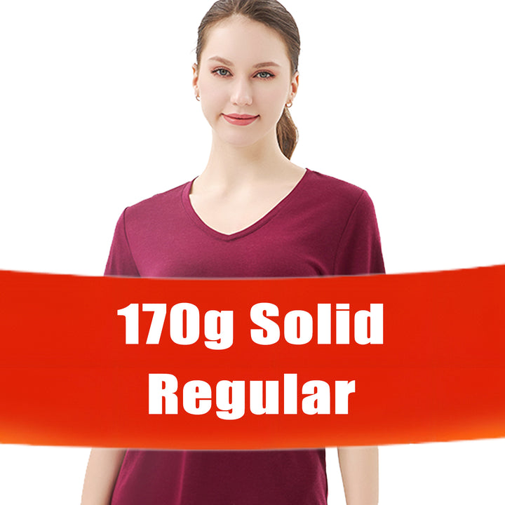Camiseta Mujer 100% Lana Merino Cuello Pico Rojo Oscuro - MT10
