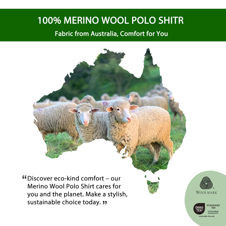 Men's 100% Merino Wool Polo Shirts Army Green - MT24