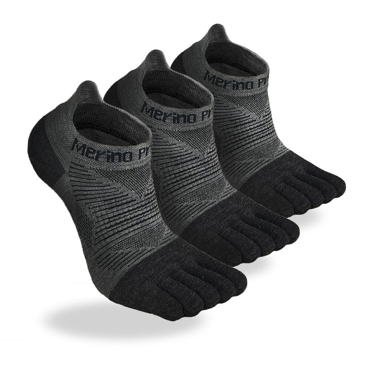 Unisex Merino Hike Light Low Cut Toe Socks Charcoal - 3 Pairs