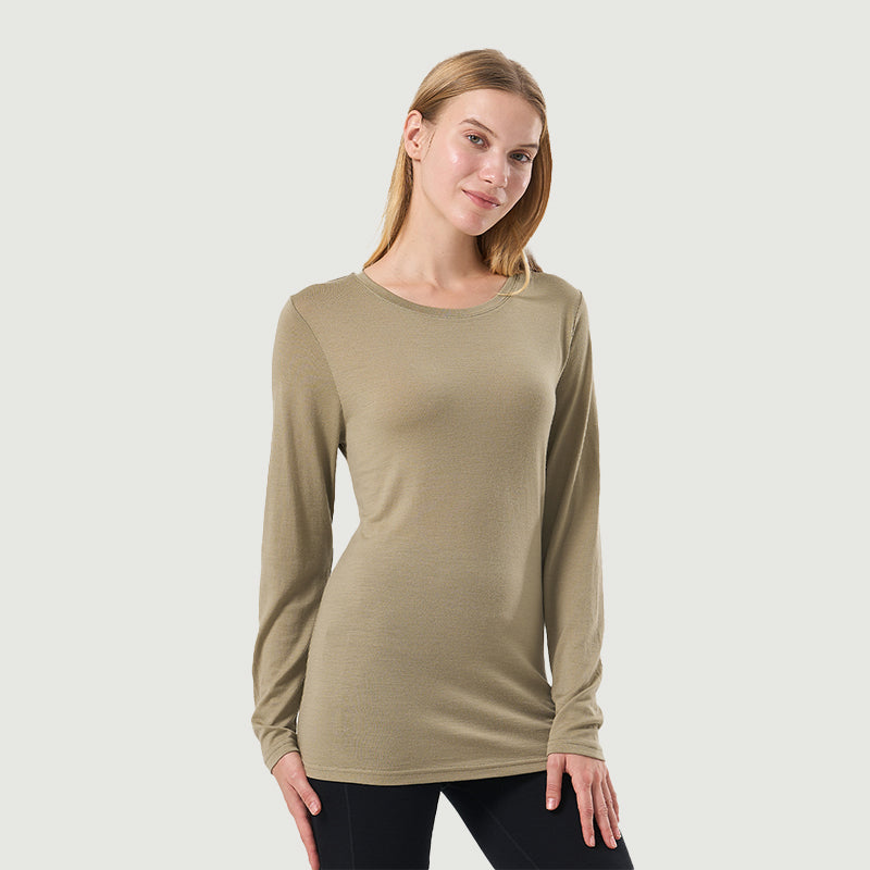 Camiseta Mujer 100% Lana Merino Manga Larga Negro - MT04