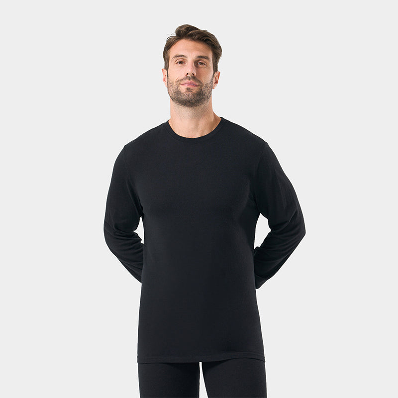 Camiseta interior 100% lana merina para hombre, color negro, MT03 