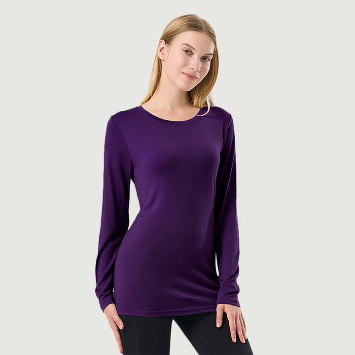 Camiseta Mujer 100% Lana Merino Manga Larga Negro - MT04