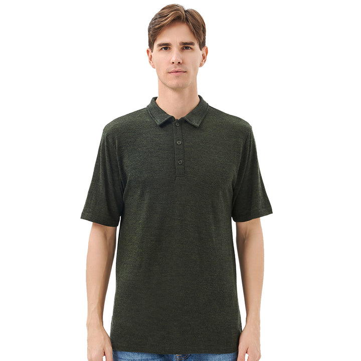 Men's 100% Merino Wool Polo Shirts Army Green - MT24