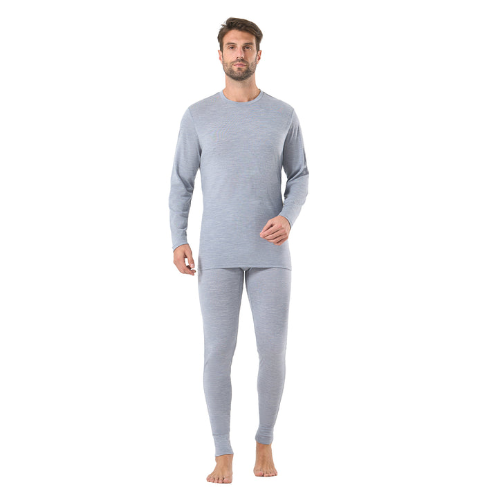 Men's Merino 200g Thermal Base Layer Set Grey Heather