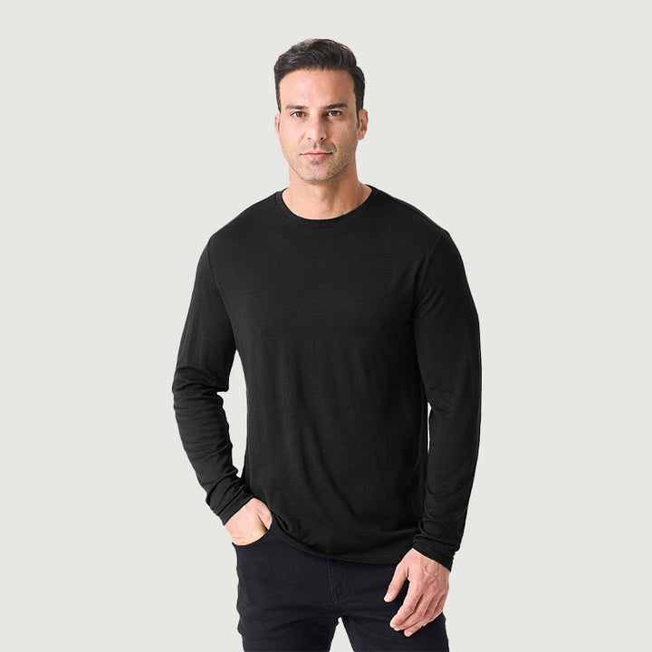 Basisschicht aus 100 % Merinowolle für Herren, Schwarz – MT03 