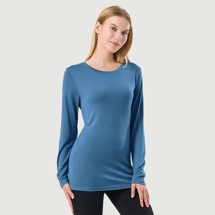 Camiseta Mujer 100% Lana Merino Manga Larga Negro - MT04