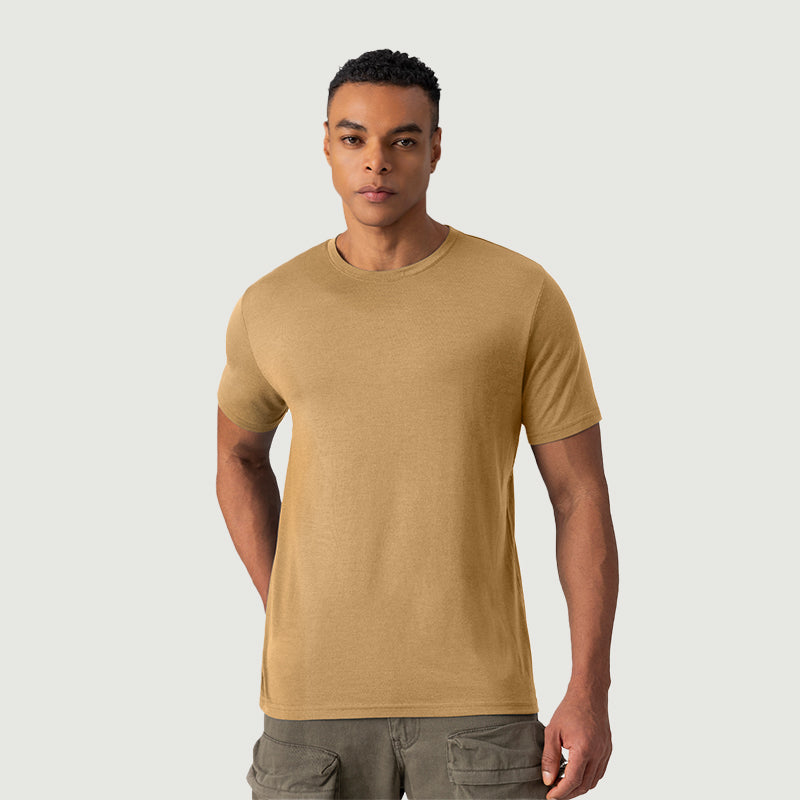 T-Shirt für Herren, 100 % Merinowolle, Schwarz