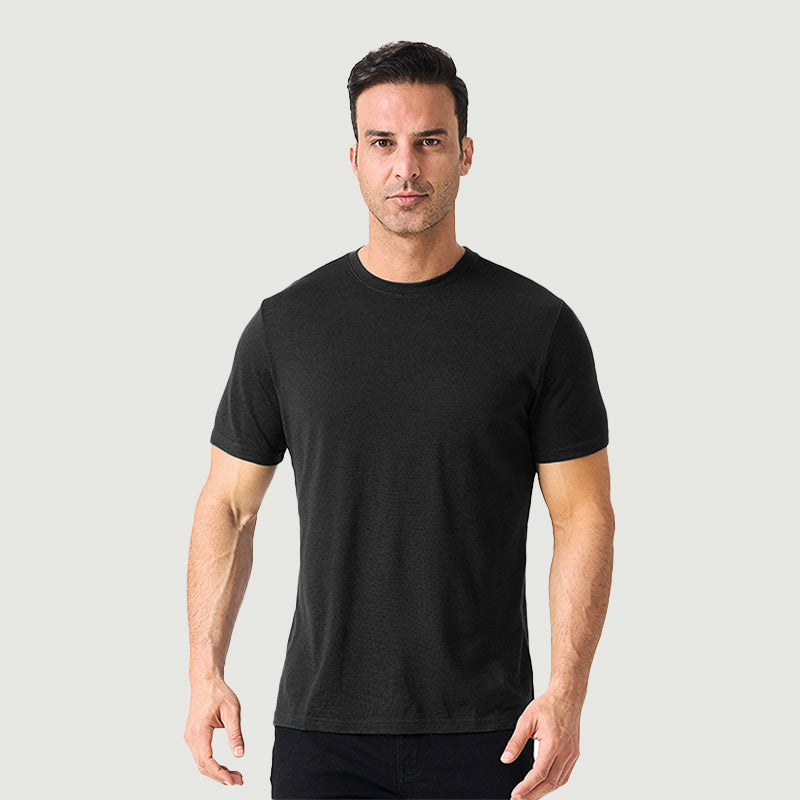 Camiseta Hombre 100% Lana Merino Negra - MT01 
