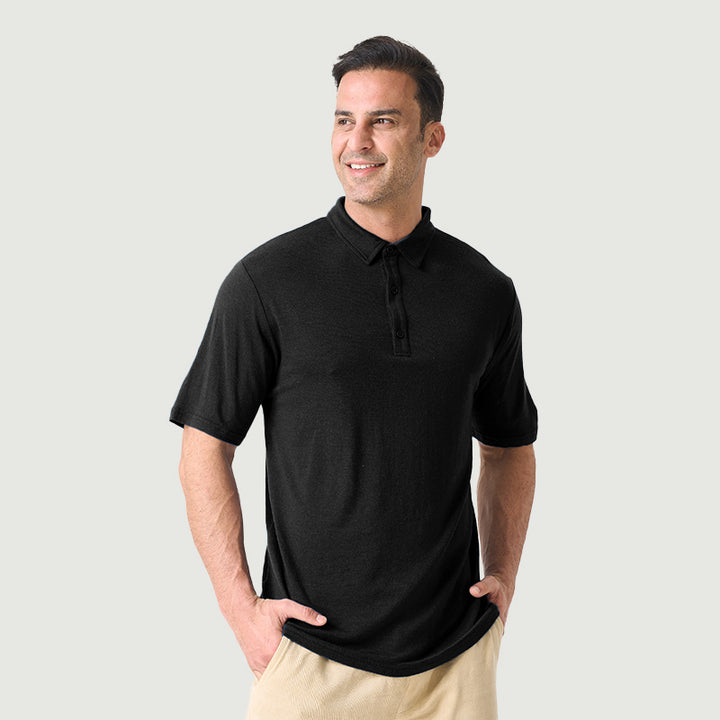 Poloshirts für Herren aus 100 % Merinowolle, Schwarz – MT24 