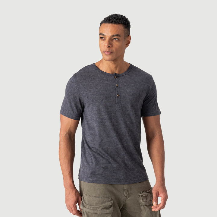 Henley de Manga Corta Merino 170g para Hombre