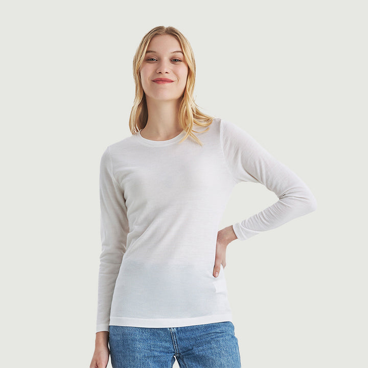 Camiseta Mujer 100% Lana Merino Manga Larga Negro - MT04