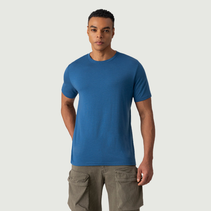 T-Shirt für Herren, 100 % Merinowolle, Schwarz