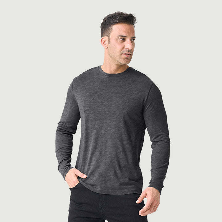 Basisschicht aus 100 % Merinowolle für Herren, Schwarz – MT03 