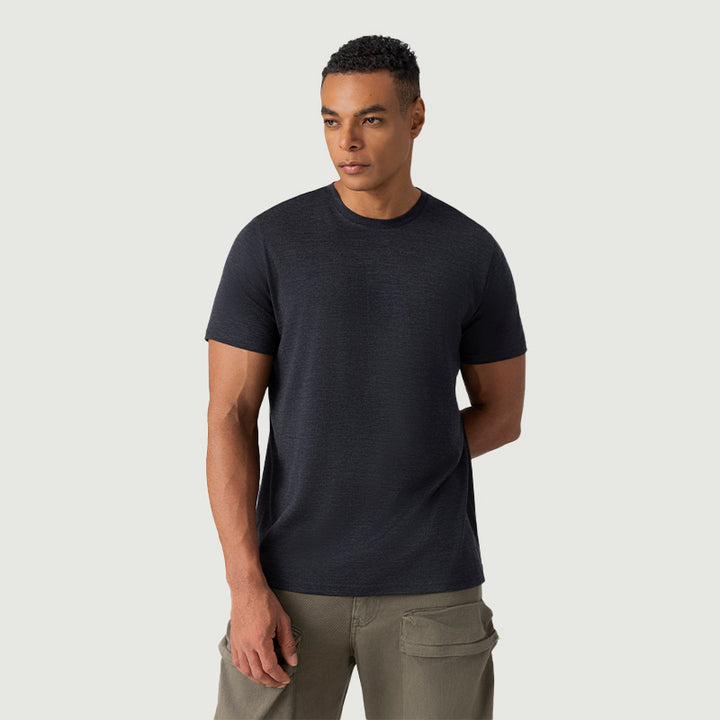 T-Shirt für Herren, 100 % Merinowolle, Schwarz