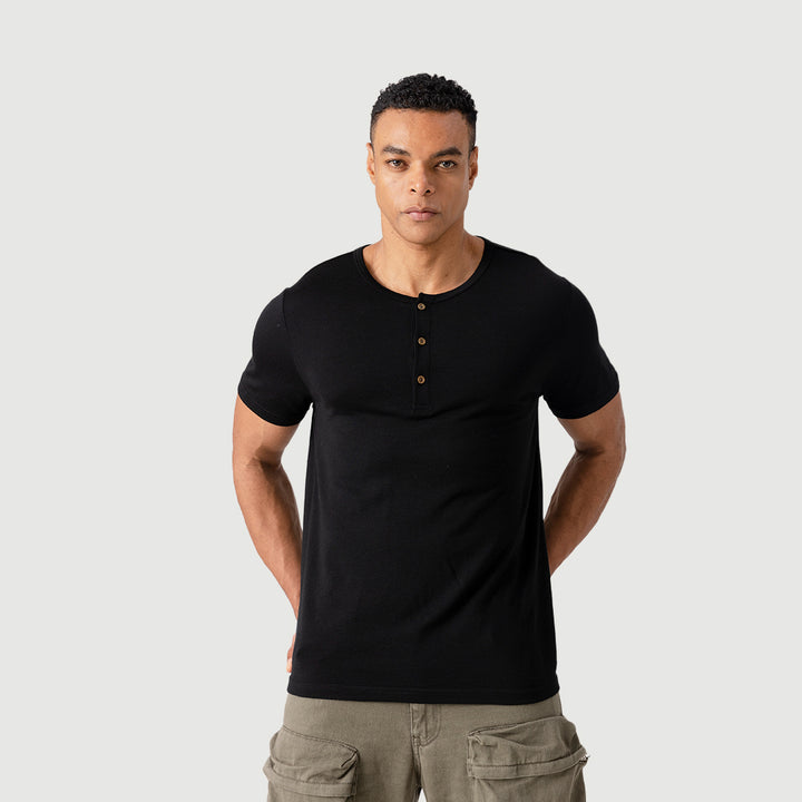 Henley de Manga Corta Merino 170g para Hombre