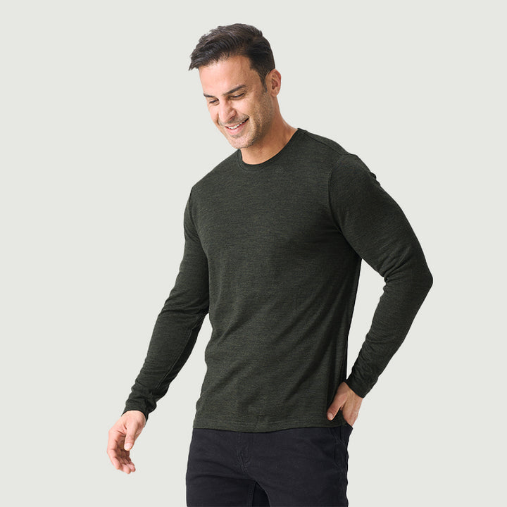 Basisschicht aus 100 % Merinowolle für Herren, Schwarz – MT03 