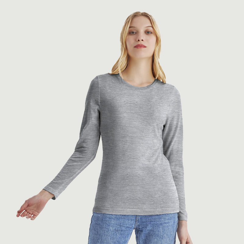 Camiseta Mujer 100% Lana Merino Manga Larga Negro - MT04