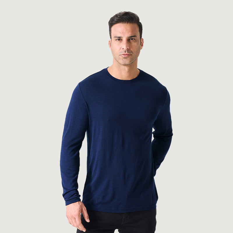 Basisschicht aus 100 % Merinowolle für Herren, Schwarz – MT03 