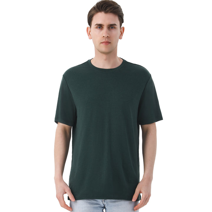 T-Shirt für Herren, 100 % Merinowolle, Dunkelgrün – MT01 