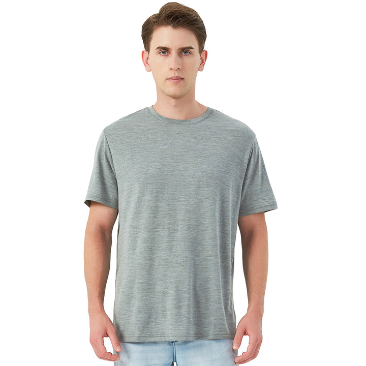 T-Shirt für Herren, 100 % Merinowolle, Grau – MT01