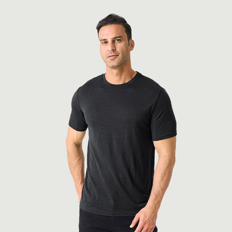 Camiseta Hombre 100% Lana Merino Negra - MT01 