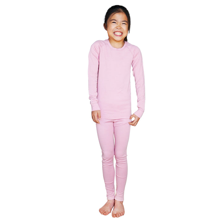 Kids Merino Wool 250g Base Layers Set Pink