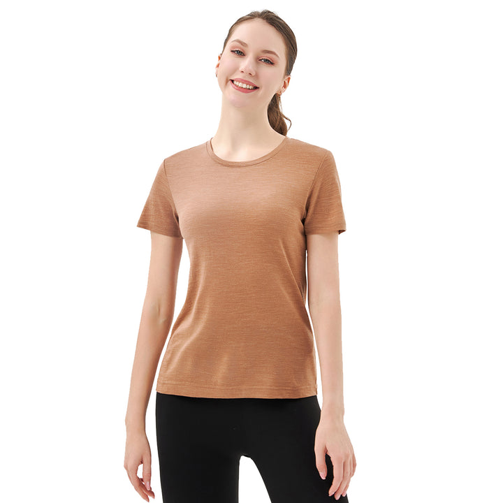 Women’s 100% Merino Wool T-Shirt Caramel -MT02