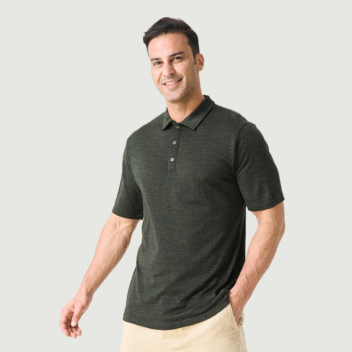 Poloshirts für Herren aus 100 % Merinowolle, Schwarz – MT24 