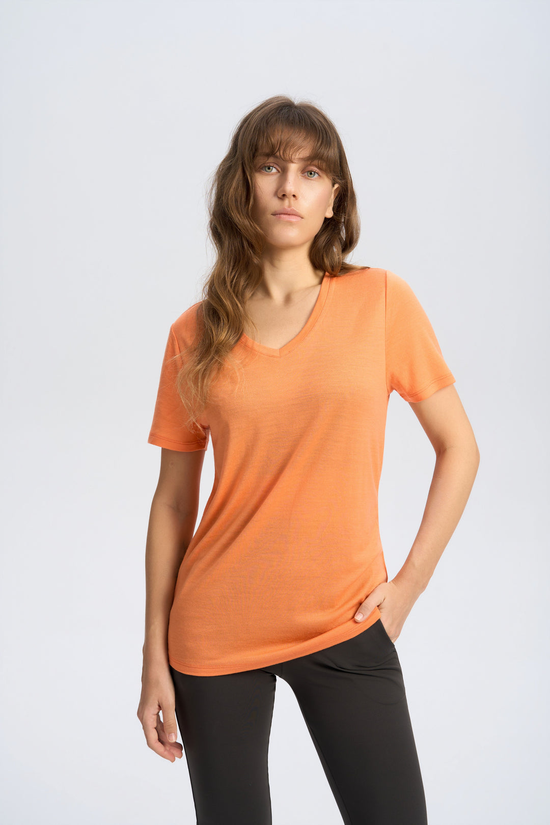 Damen Merino 170 g V-Ausschnitt T-Shirt