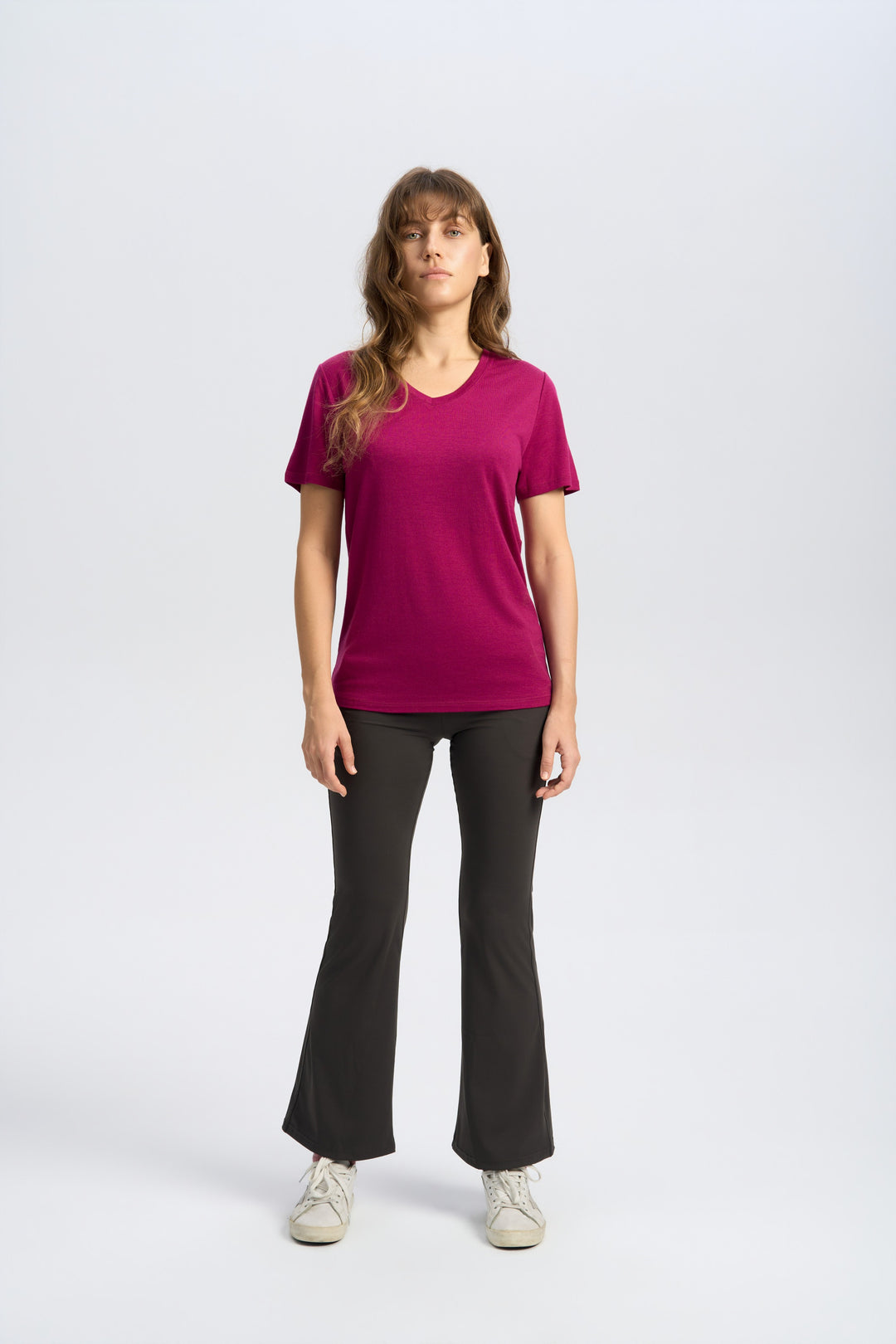Damen Merino 170 g V-Ausschnitt T-Shirt