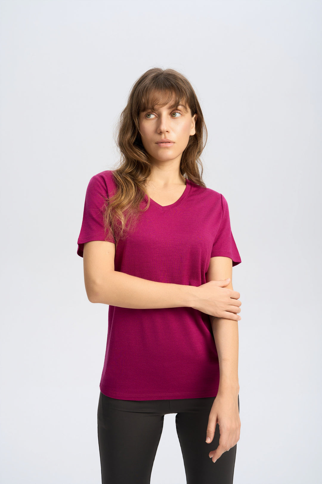 Damen Merino 170 g V-Ausschnitt T-Shirt