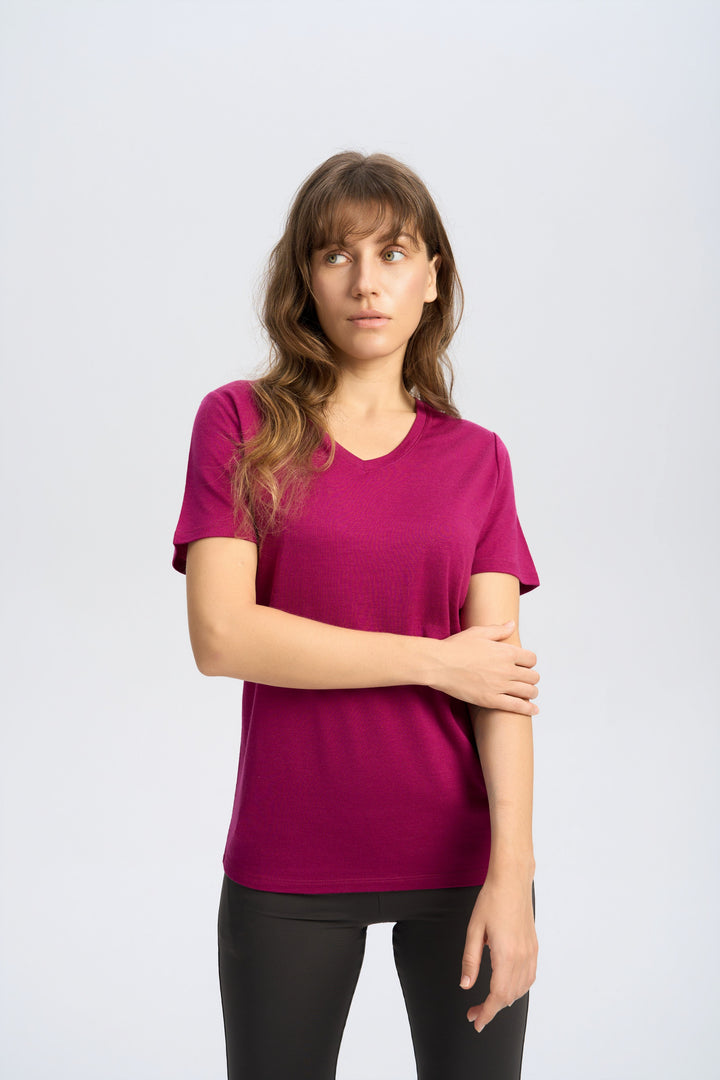 Damen Merino 170 g V-Ausschnitt T-Shirt