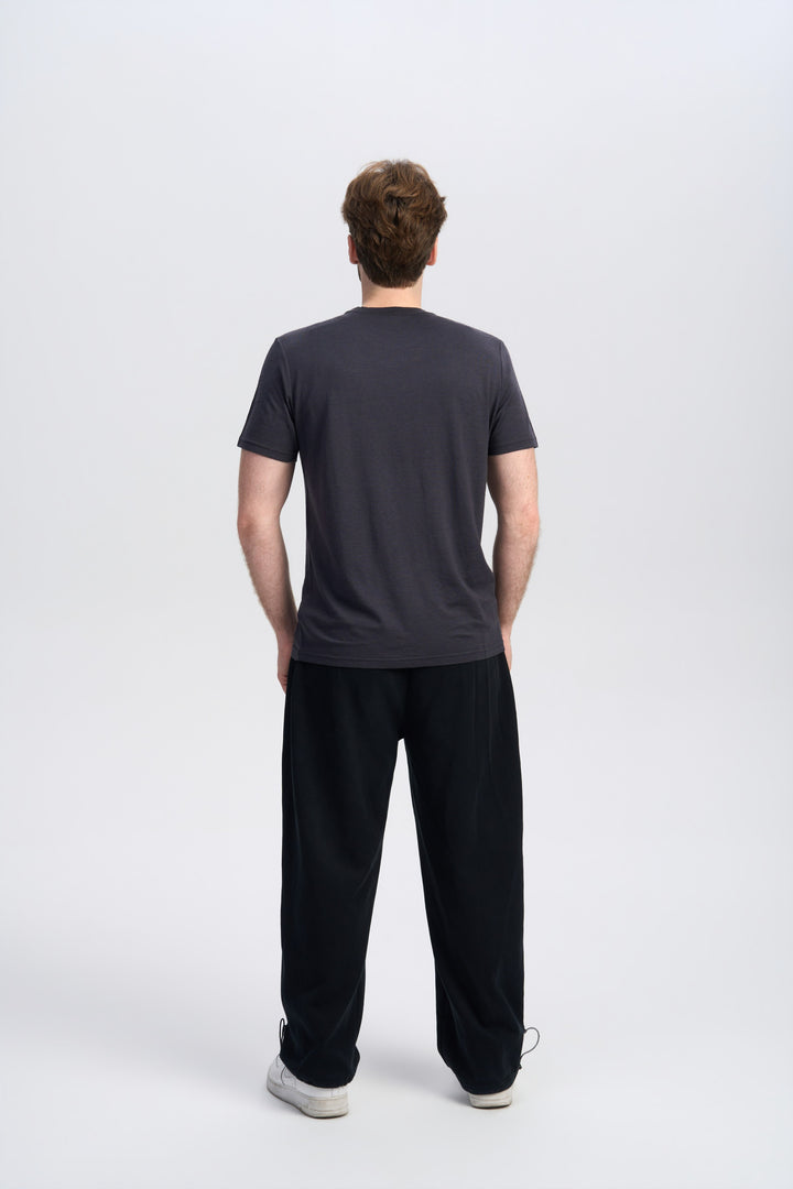 T-Shirt für Herren, 100 % Merinowolle, Schwarz