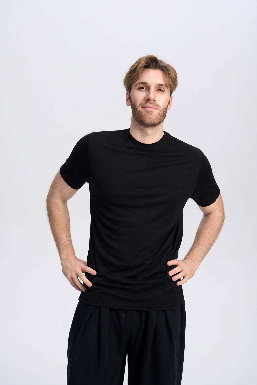 Camiseta Hombre 100% Lana Merino Negra - MT01 