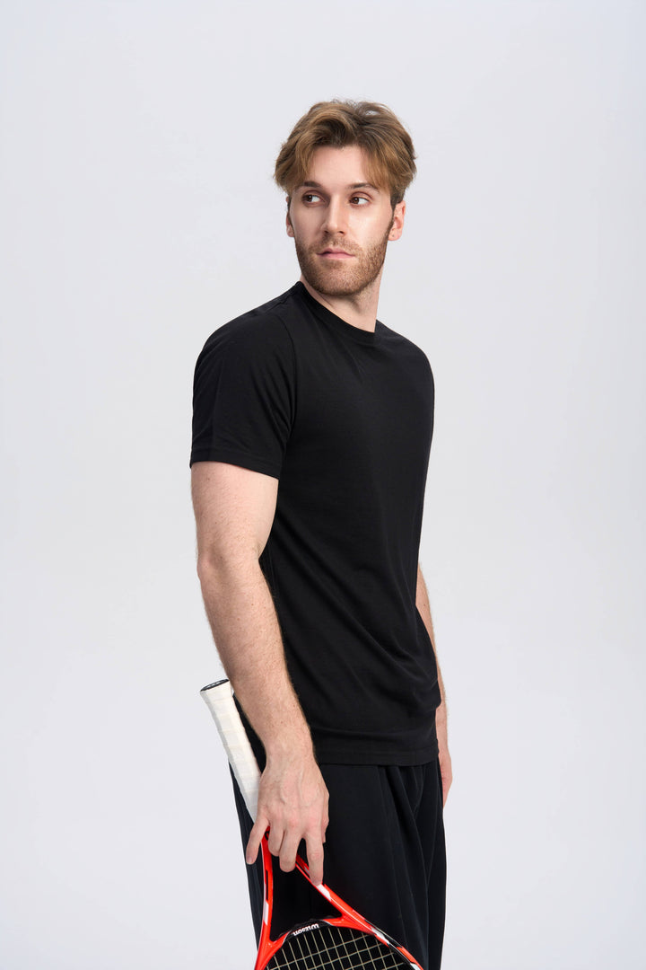 Camiseta Hombre 100% Lana Merino Negra - MT01 