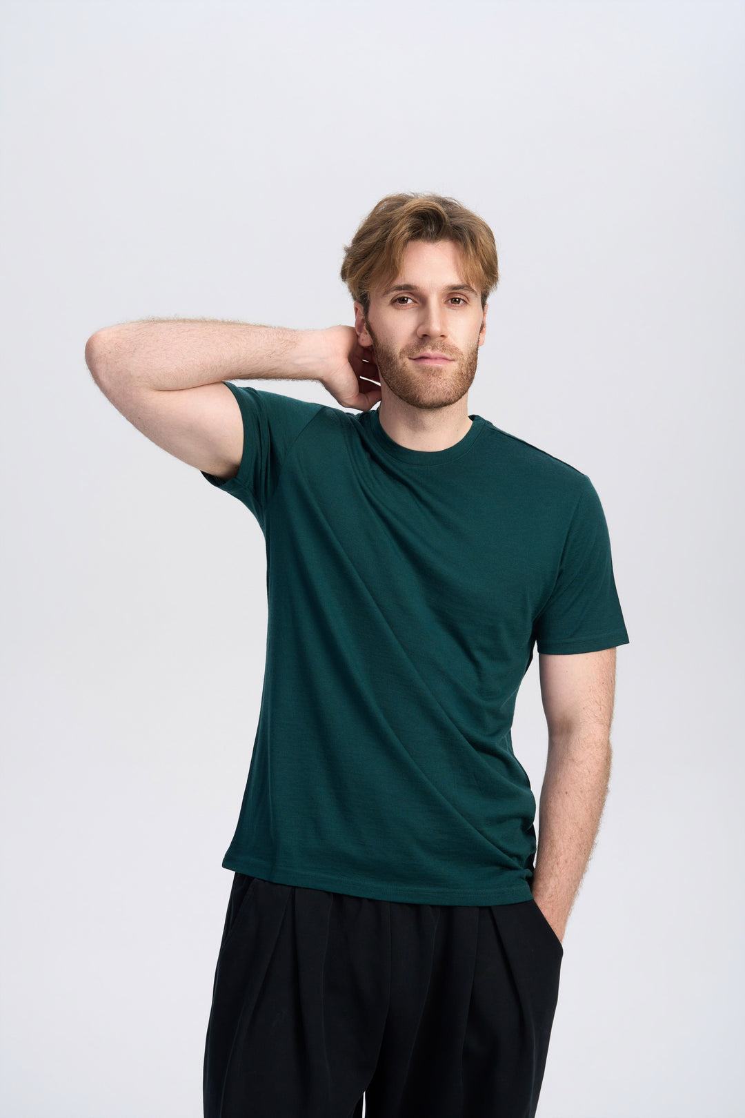 T-Shirt für Herren, 100 % Merinowolle, Schwarz