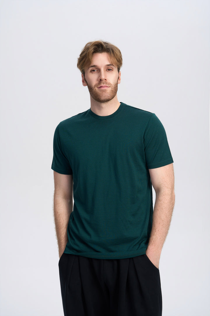 T-Shirt für Herren, 100 % Merinowolle, Schwarz