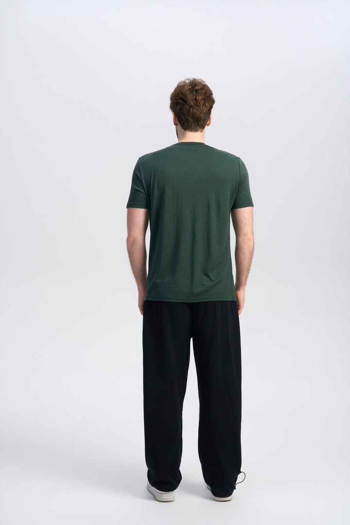 T-Shirt für Herren, 100 % Merinowolle, Schwarz