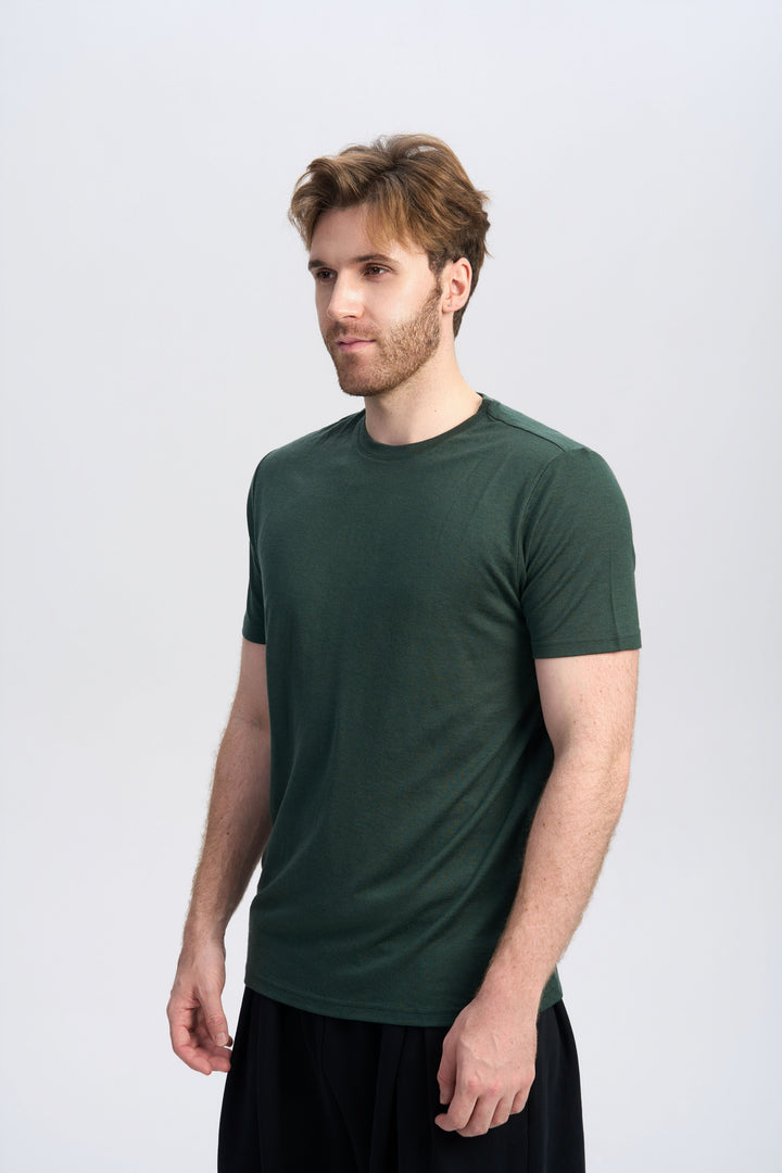 T-Shirt für Herren, 100 % Merinowolle, Schwarz