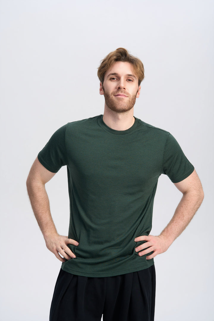 T-Shirt für Herren, 100 % Merinowolle, Schwarz