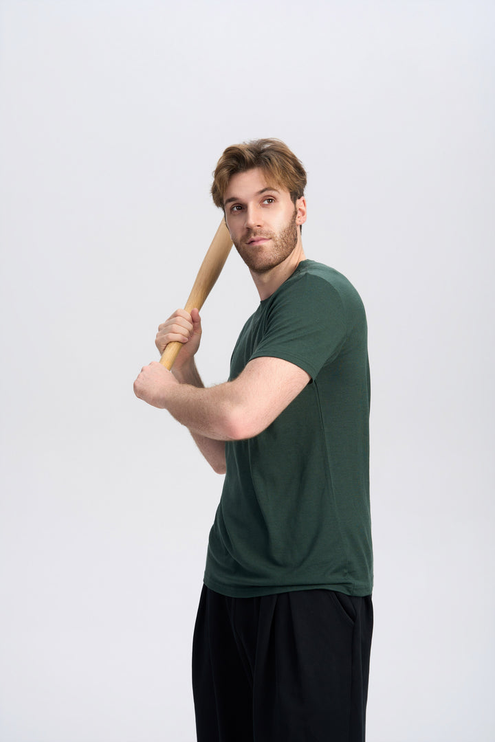 T-Shirt für Herren, 100 % Merinowolle, Schwarz